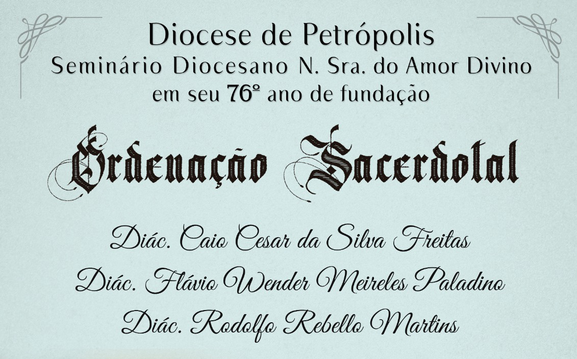 Ordenação sacerdotal de três diáconos será no aniversário de 76 anos de fundação do Seminário Diocesano