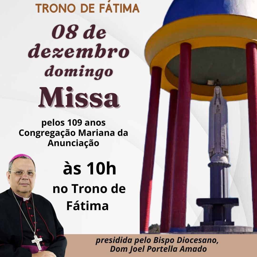 Dia 8 de dezembro, Dom Joel presidi a missa no Trono de Fátima