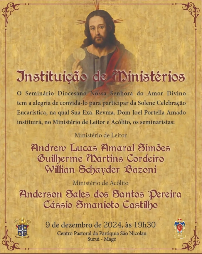 Seminaristas da Diocese recebem o ministério de Leitor e Acólito