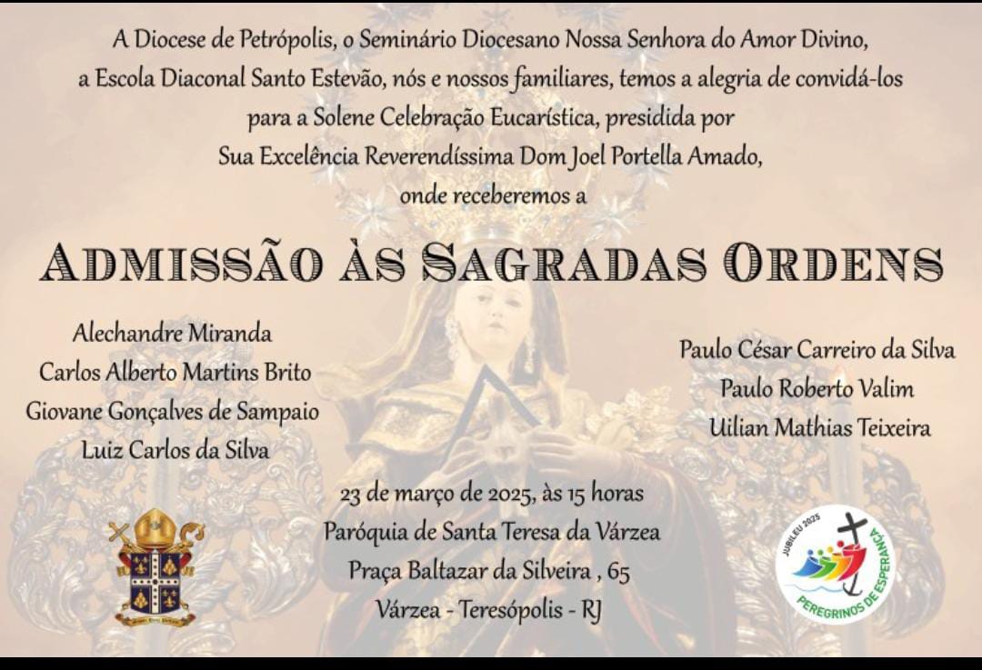 Candidatos ao diaconato permanente serão admitidos as Ordens Sacras