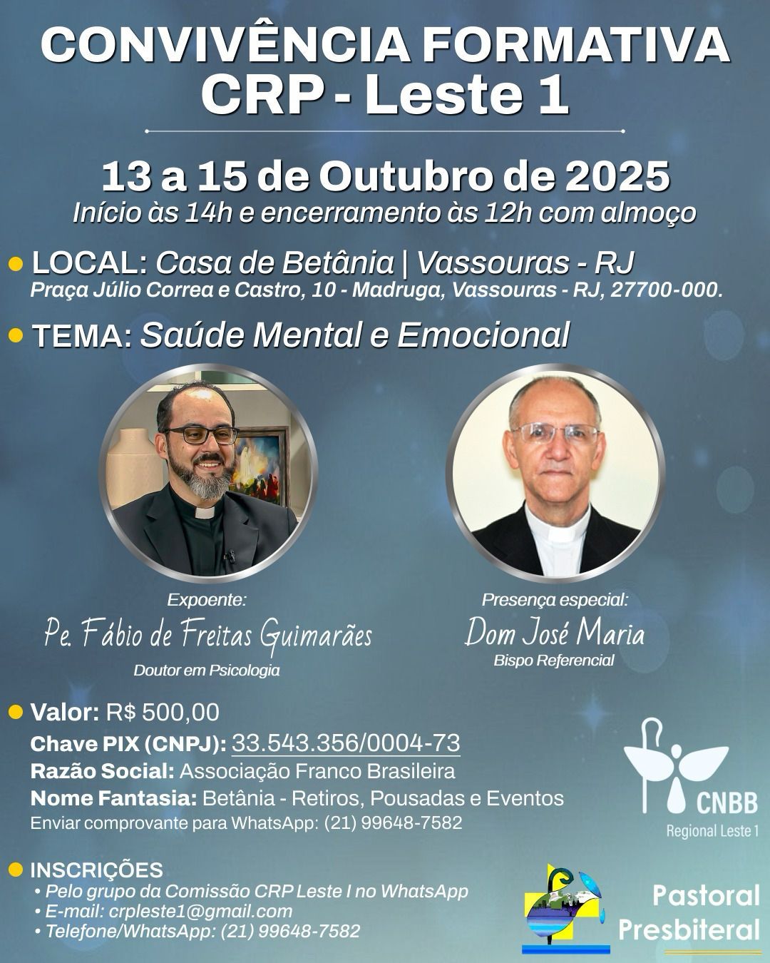 Encontro de Formação para Presbíteros será realizado em Vassouras (RJ)