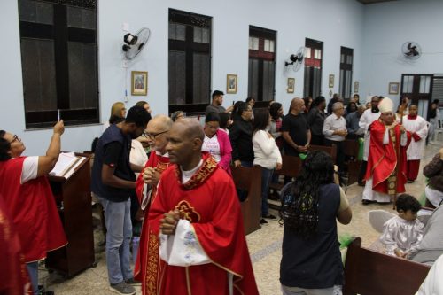 Missa na Capela São Cristóvã, na Paróquia Nossa Senhora Aparecida em Piabetá
